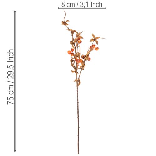 Branche artificielle de 75 cm en aubépine, décor automnal, intérieur | Floristik24.fr