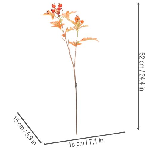 Branche artificielle d’aubépine avec feuilles et baies 62 cm | Floristik24.fr
