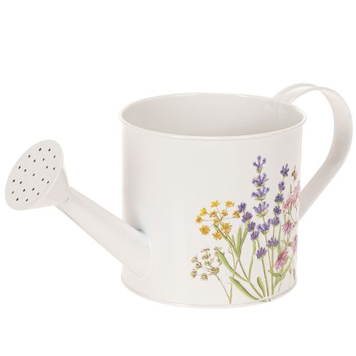 Arrosoir en métal blanc à motif floral, 13,5 cm, pot décoratif