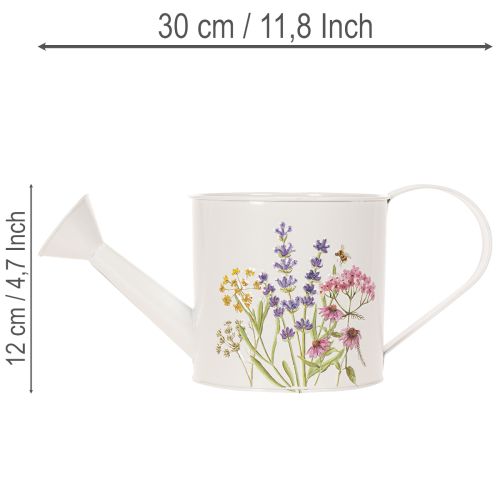 Arrosoir en métal blanc à motif floral, 13,5 cm, pot décoratif | Floristik24.fr