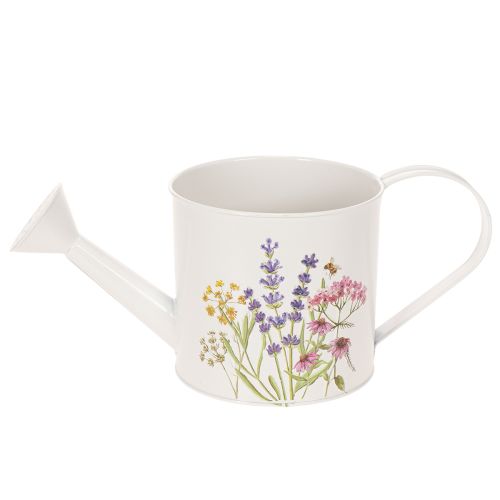 Arrosoir en métal blanc à motif floral, 13,5 cm, pot décoratif | Floristik24.fr