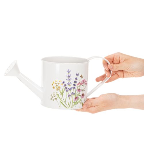Arrosoir en métal blanc à motif floral, 13,5 cm, pot décoratif | Floristik24.fr