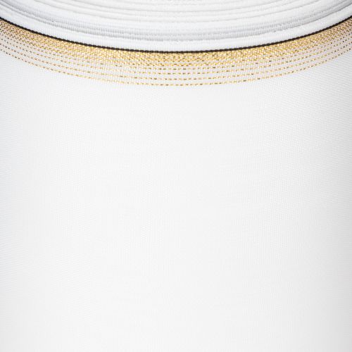 Article Ruban moiré blanc pour couronne, bordé de perles dorées, 175 mm - Ruban élégant pour la décoration et l'art floral