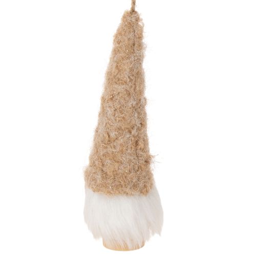 Ensemble de 6 figurines lutins en bois et textile avec barbe à suspendre 17 cm | Floristik24.fr