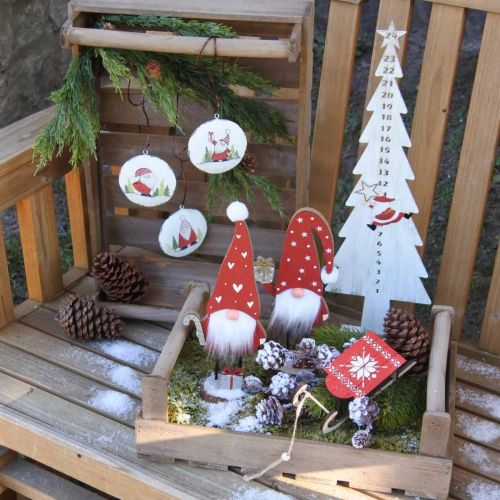 Article Pendentif de Noël gnome décoration de sapin en métal Ø8cm 6pcs