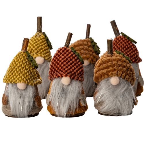 Ensemble de 6 figurines de gnome avec bonnet tricoté et gland, 10 cm