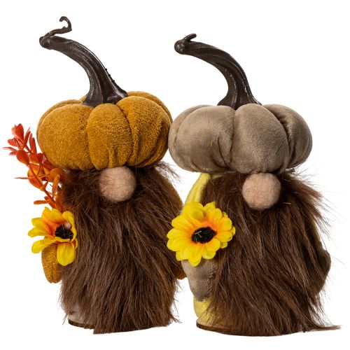 Figurines de citrouille lutins d'automne avec tournesol en tissu 16 cm lot de 2 acheter | Floristik24.fr