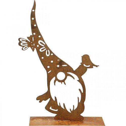 Floristik24 Nain décoratif patiné en métal sur pied H39cm