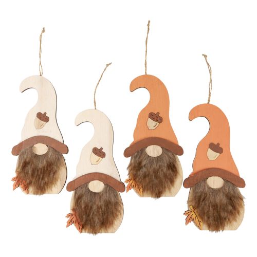 Pendentif Gnome décoration en bois nains d&#39;automne 21×10,5cm 4 pcs