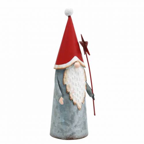 Lutin de Noël avec étoile 18cm rouge, métal gris 2pcs