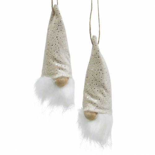 Floristik24 Nain avec chapeau pointu à suspendre crème 17cm L25cm 4pcs