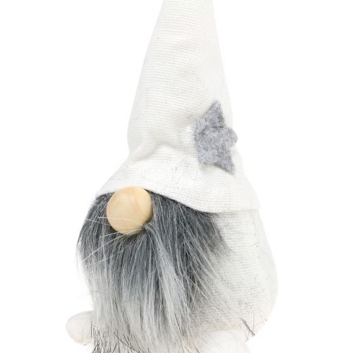 Article Lutins de Noël avec barbe blanc, gris 12cm 4 pcs