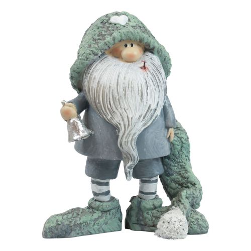 Floristik24 Gnome Figurine décorative de gnome de Noël gris vert 10,5×7×14cm