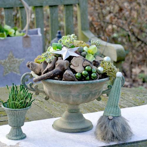 Floristik24 Gnome avec chapeau de laine vert 21cm 2pcs