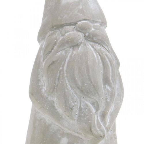 Figurine décorative elfe en béton Père Noël gris H18.5cm