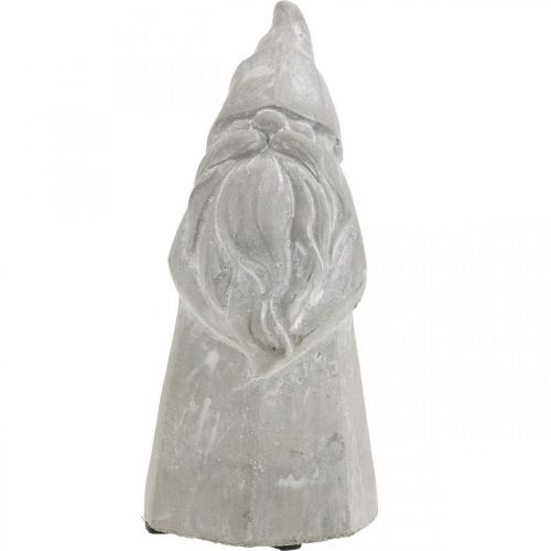 Figurine décorative elfe en béton Père Noël gris H18.5cm