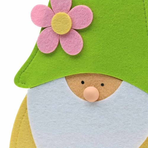 Article Gnome debout debout feutre vert, jaune, blanc, rose 33cm × 7cm H81cm pour vitrine