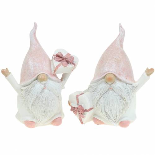 Floristik24 Nain de décoration de Noël rose / blanc 11,5cm 2pcs