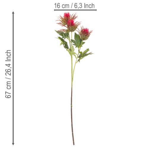 Kitschener Twigue de chardon artificiel rouge 67 cm pour décoration intérieure, Lot de 3 | Floristik24.fr