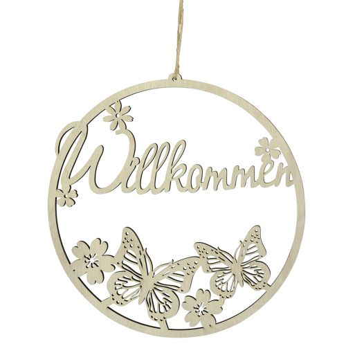 Floristik24 Panneau de bienvenue anneau décoratif en bois papillon Ø21,5cm 4 pièces
