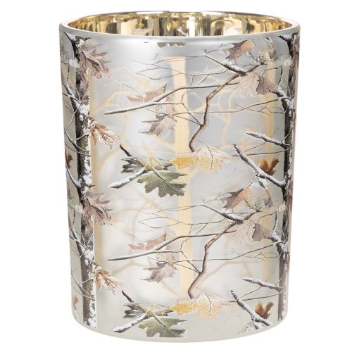 Photophore en verre motif branches intérieur doré 12 cm | Floristik24.fr