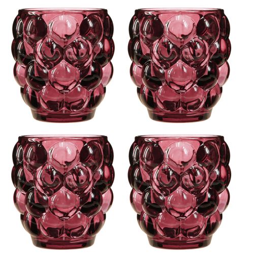 Article Lanterne Berry Verre Photophore Décoratif Ø9cm H9.5cm 4 pcs