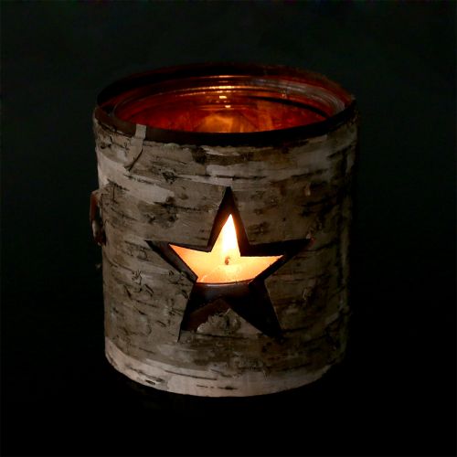 Floristik24 Photophore étoile en bouleau Ø 10,5 cm H. 11 cm 1 p.