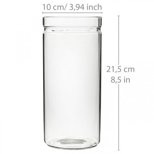 Floristik24 Vase à fleurs, cylindre en verre, vase rond en verre Ø10cm H21,5cm