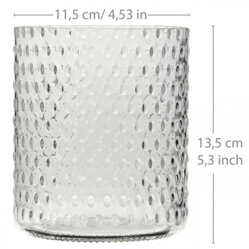 Article Lanterne en verre, vase à fleurs, vase rond en verre Ø11,5cm H13,5cm