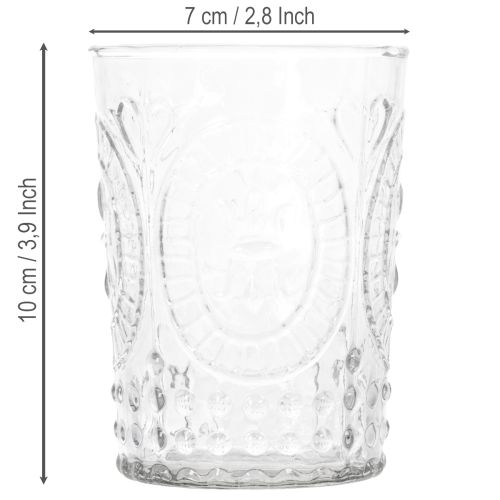 Lanterne tempête en verre, bougeoir, porte-bougie chauffe-plat, verre Ø7,5 cm H10 cm | Floristik24.fr