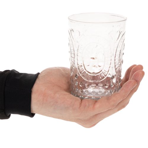 Lanterne tempête en verre, bougeoir, porte-bougie chauffe-plat, verre Ø7,5 cm H10 cm | Floristik24.fr