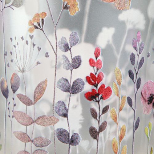 Article Lanterne en verre coquelicot prairie couleur argent H12,5cm 2 pcs