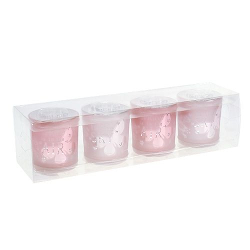 Floristik24 Wind light verre rose Ø7.5cm H8cm 4pcs
