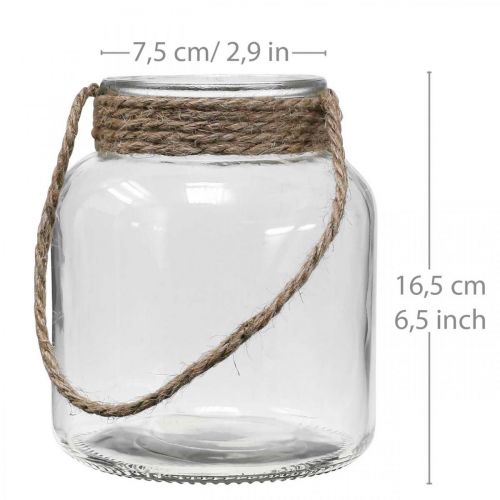 Article Lanterne en verre, photophore à suspendre H16,5cm Ø14,5cm