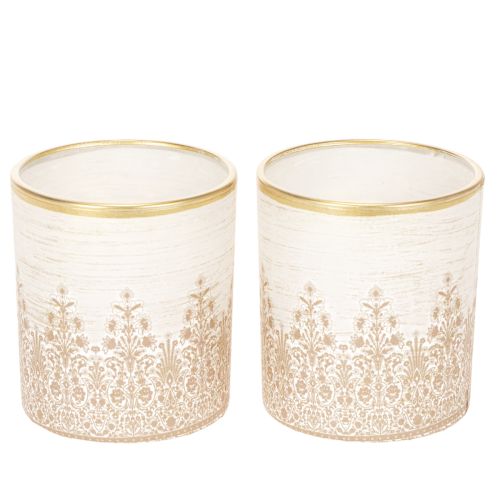 Porte-bougie chauffe-plat en verre à motif floral, Ø8 cm H9 cm, lot de 2 acheter | Floristik24.fr