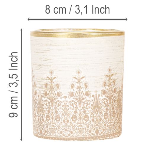 Porte-bougie chauffe-plat en verre à motif floral, Ø8 cm H9 cm, lot de 2 | Floristik24.fr