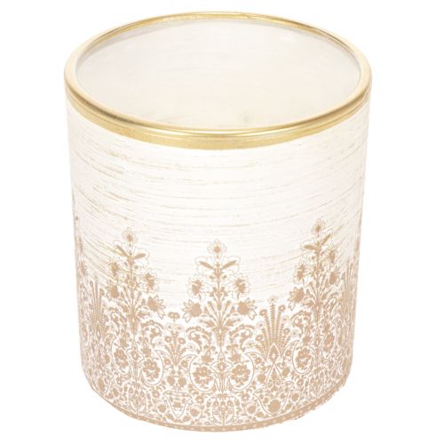 Porte-bougie chauffe-plat en verre à motif floral, Ø8 cm H9 cm, lot de 2 | Floristik24.fr