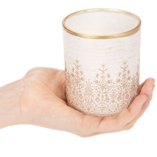 Porte-bougie chauffe-plat en verre à motif floral, Ø8 cm H9 cm, lot de 2 | Floristik24.fr
