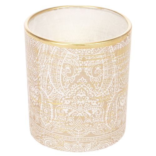 Porte-bougie chauffe-plat en verre à motif cachemire, Ø8 cm, H9 cm, lot de 2 | Floristik24.fr