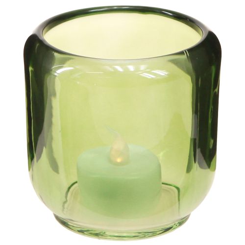 Floristik24 Lot de 6 photophores rétro en verre vert 8 cm