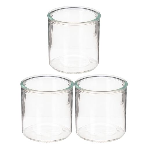 Set de 3 vases cylindriques en verre transparent 10 cm | Floristik24.fr