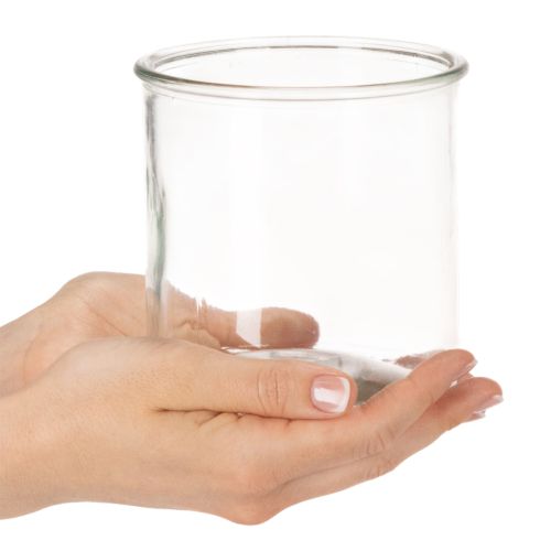 Photophore en verre transparent rond 12 cm - Lot de 2 | Floristik24.fr