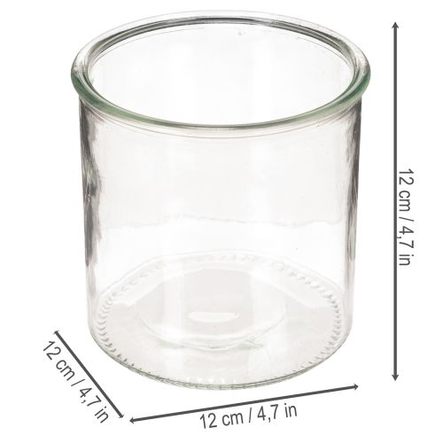 Photophore en verre transparent rond 12 cm - Lot de 2 | Floristik24.fr