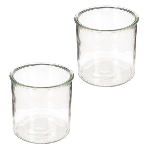 Photophore en verre transparent rond 12 cm - Lot de 2 | Floristik24.fr