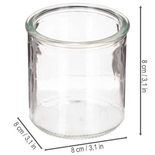 Lot de 3 photophores ronds en verre transparent 8 cm | Floristik24.fr
