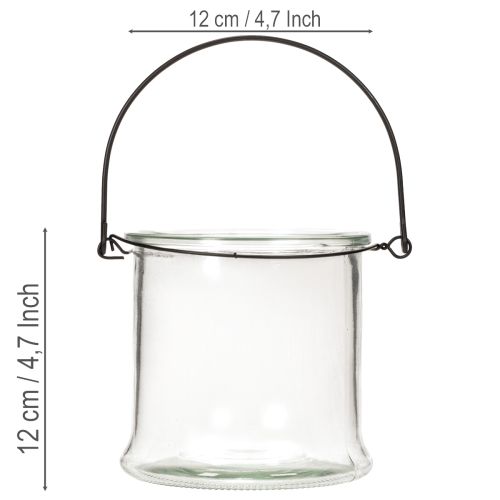 Photophore en verre suspendu Ø12 cm H12,5 cm - Lot de 2 | Floristik24.fr