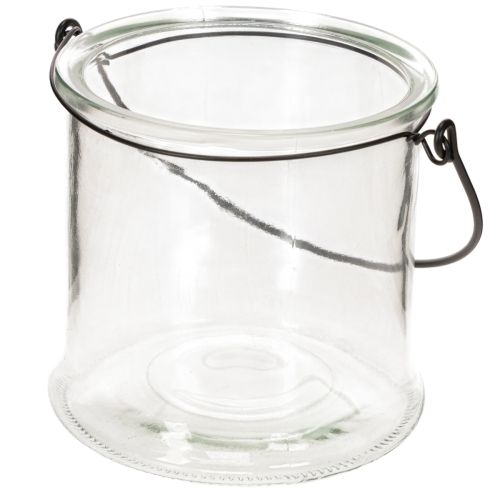 Photophore en verre suspendu Ø12 cm H12,5 cm - Lot de 2 | Floristik24.fr