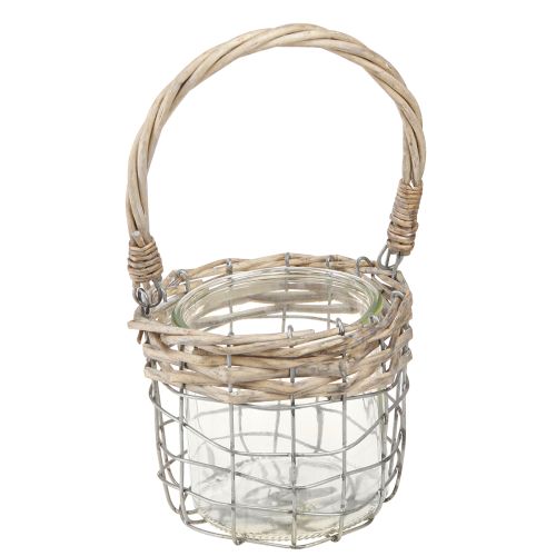 Floristik24 Lanterne suspendue décoration métal verre saule Ø13cm H12cm 2pcs