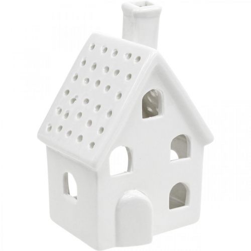 Article Lanterne Maison Céramique Lumineuse Avent Blanc H14cm 2 pcs
