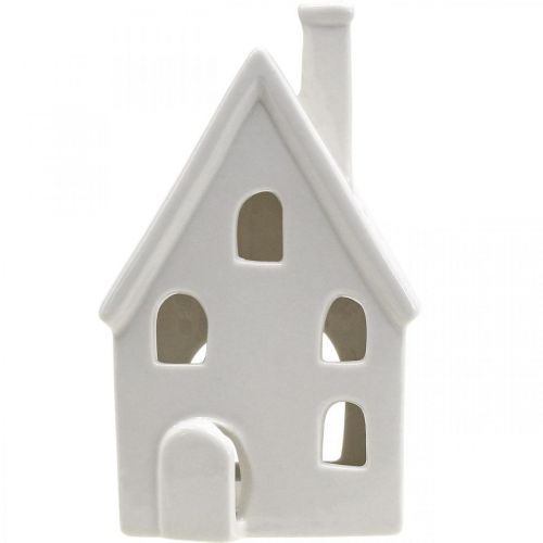 Article Lanterne Maison Céramique Décoration De Table Avent Blanc H18cm
